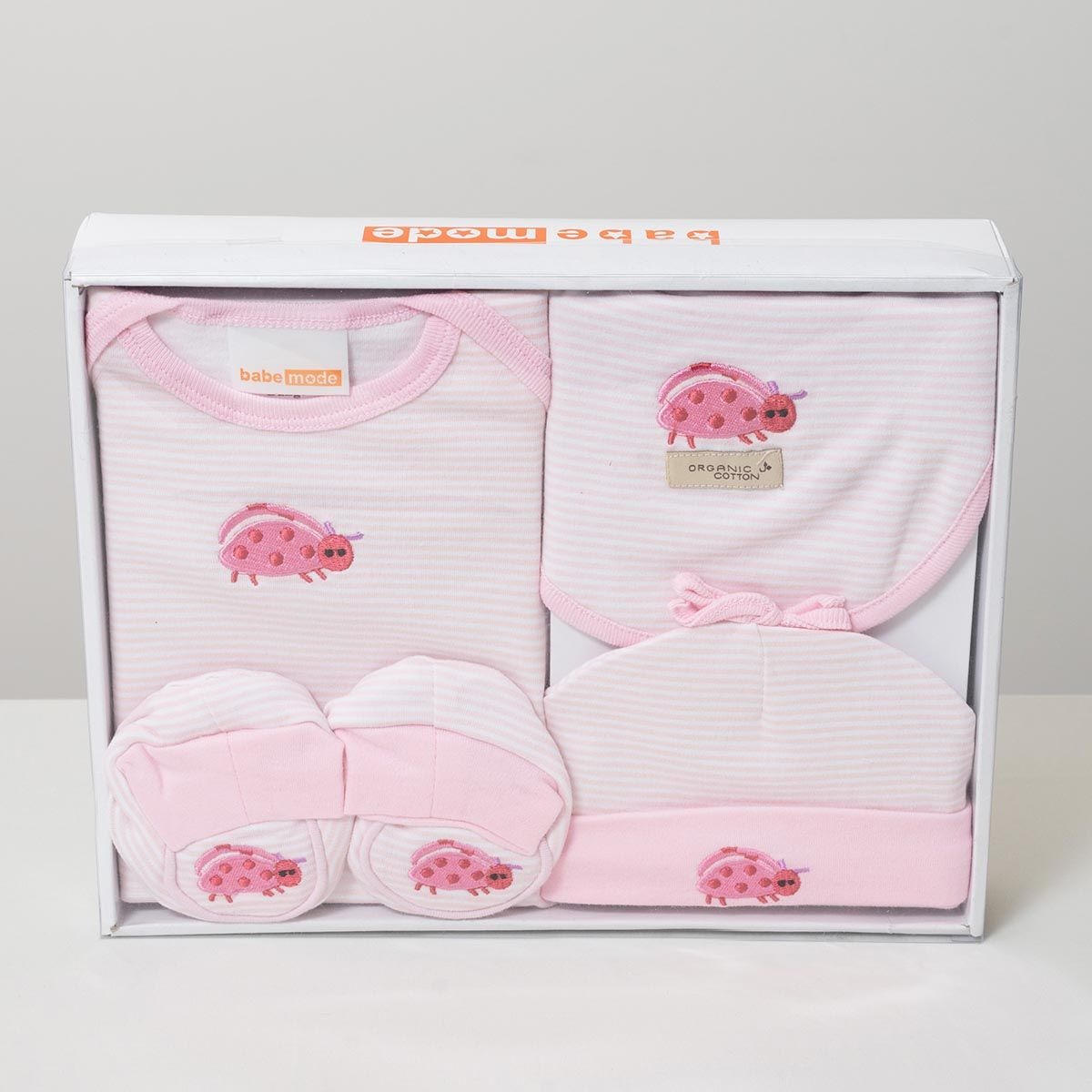 Organic Pink Ladybug Baby Gift Set 4pcs